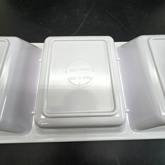 Hula Girl Divided Serving Tray Colorful Striped Border Heavy Melamine DH1367 - Picture 7 of 9